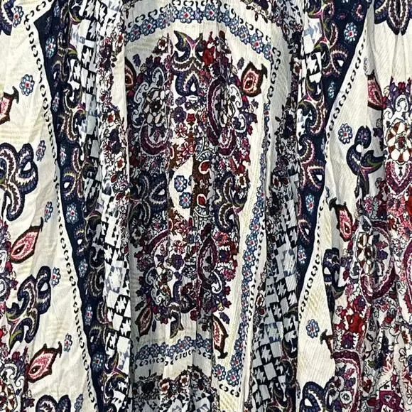 Bila Women Midi Dress Floral Multicolor Boho Rayon Beach Size M Asymmetric Hem - Picture 8 of 12